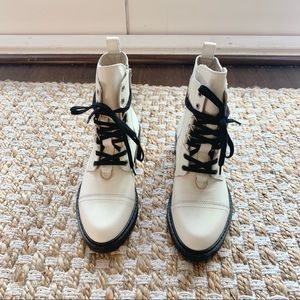 NWOT- AllSaints White Lira Combat Boot
